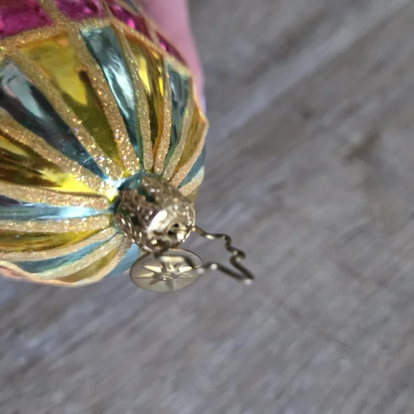 Christopher Radko Multicolor Jewel-Toned Mosaic Egg Ornament with Gold Trim
